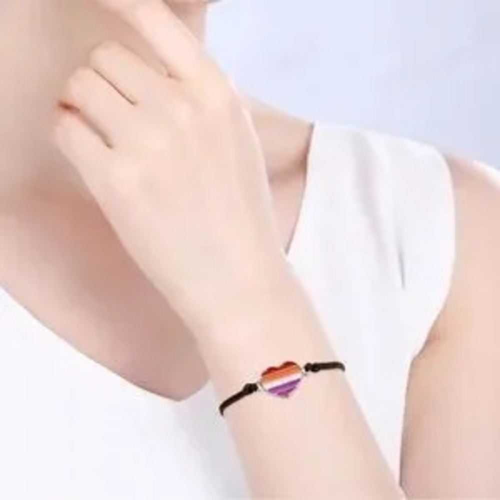 Lesbian Pride ?????? Flag Heart Bracelet Sets PRIDE Month Celebration